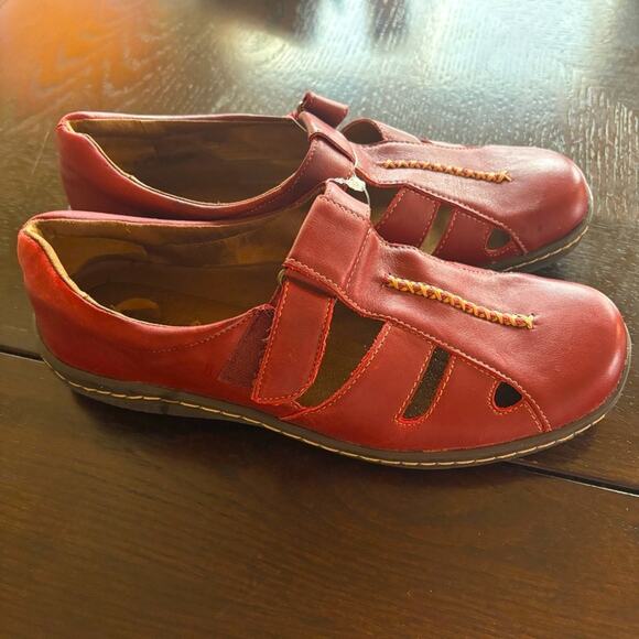 Naturalizer Leather Fisherman Flats Size 6 Red - Picture 1 of 5